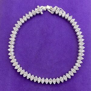 💛 Elegant Sterling Silver Marquise CZ Tennis Bracelet